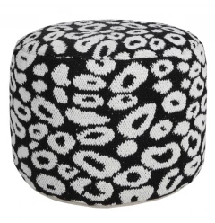 18" Black Cotton Blend Ottoman