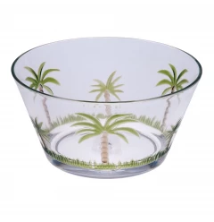 Palm tree acrylic service four bowl with plant and dishware design