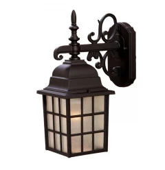 Dark Brown Window Pane Lantern Wall Light