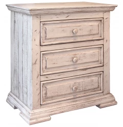 32" White Three Drawer Nightstand