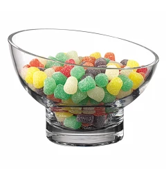 7 Mouth Blown Lead Free Slant Cut Candy Serving Glass Bowl