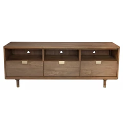 64" Sand Solid Wood Open shelving TV Stand