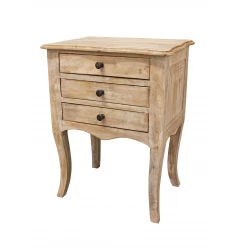 29" White Three Drawer Nightstand