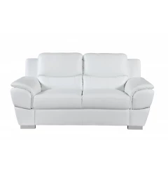 69" White And Silver Faux Leather Love Seat