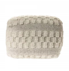 18" Beige Wool Ottoman