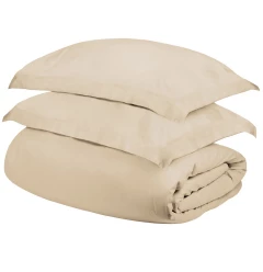 Ivory Queen Cotton Blend 300 Thread Count Washable Duvet Cover Set