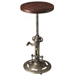 27" Brown And Silver Iron Swivel Counter Height Bar Chair
