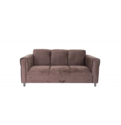 72" Dark Brown Suede Sofa With Black Legs