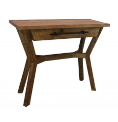 36" Natural Solid Wood Distressed A Frame Console Table And Drawers
