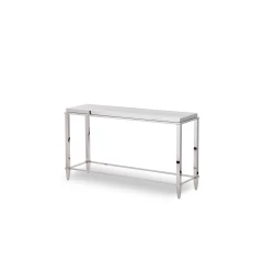 34" Stainless Steel And Glass Console Table