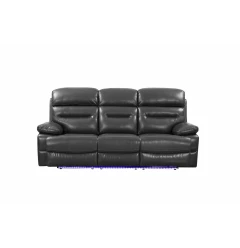 89" Gray And Black Faux Leather USB Sofa