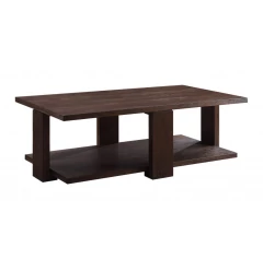 52" Walnut Manufactured Wood Rectangular Coffee Table With Shelf