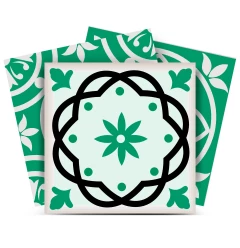 7" X 7" Green And White Mosaic Peel And Stick Removable Tiles
