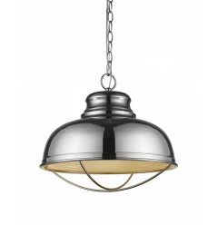 Ansen 1-Light Polished Nickel Pendant With Gloss White Interior Shade