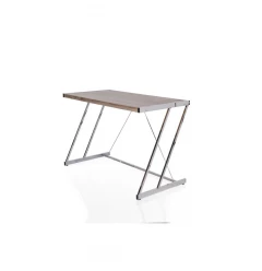 47" Brown and Silver Metallic Secretary Desk