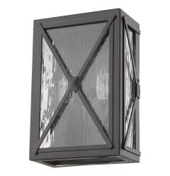 Burnished Bronze Criss Cross Water Glass Outdoor Light
