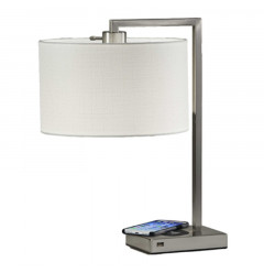 Enhanced Tech Charging Brushed Steel Metal Table Lamp