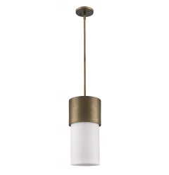 Midtown 1-Light Raw Brass Pendant With Frosted Glass Shade