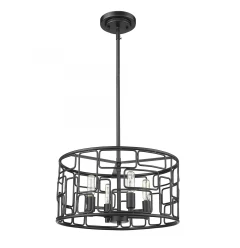 Amoret 4-Light Matte Black Convertible Pendant