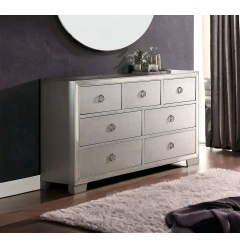 57" Platinum Solid and Manufactured Wood Seven Drawer Triple Dresser