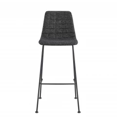 Set of Two 30" Black Fabric and Steel Low Back Bar Height Bar Chairs