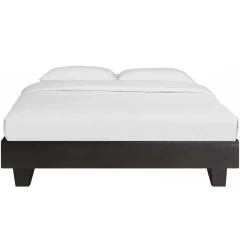 Black Solid and Manufactured Wood King Upholstered Faux Leather Bed Frame