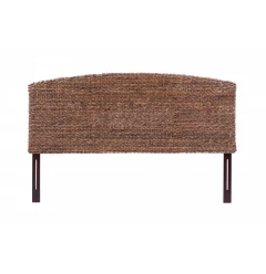 Brown Natural and Rustic Woven Banana Leaf Curved King Size Headboard