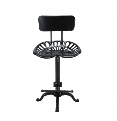 37" Black Iron Low Back Bar Height Bar Chair