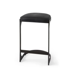 29" Black Iron Backless Bar Chair
