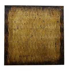 24" X 24" X 1" Raw Wood Look Gold Finish Square Wall Art Medium