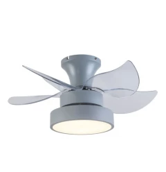 23" Clear Flush Mount Five Blade Remote Control Integrated Light Ceiling Fan