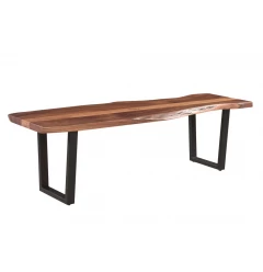 66" Brown And Black Solid Wood Dining bench