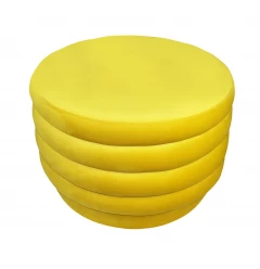 31" Yellow Velvet Tufted Round Cocktail Ottoman