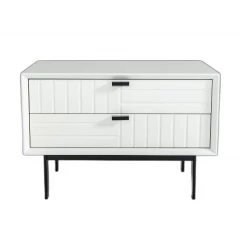White Matte Contemporary Nightstand with Two Drawers