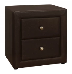 21" Brown Faux Leather Two Drawer Nightstand