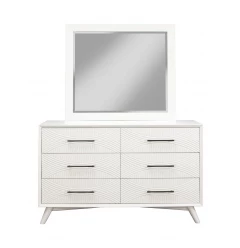 56" White Solid Wood Six Drawer Double Dresser