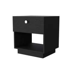 20" Black One Drawer Nightstand With Integrated Tech