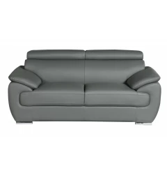 69" Gray And Silver Faux Leather Love Seat