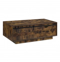 47" Brown and Black Melamine Veneer Coffee Table With Drawer And Shelf