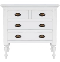 32" White Solid Wood Four Drawer Gentlemans Chest