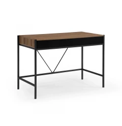43" Wood Brown and Black Writing Desk With Two Drawers