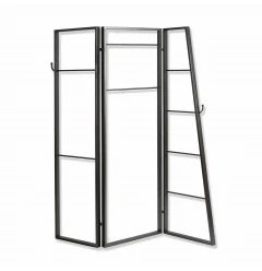 72" Gray Iron Folding Three Panel Screen Room Divider