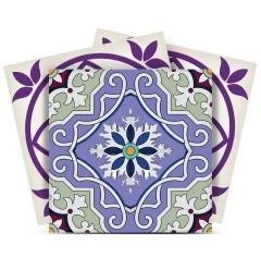 6" X 6" Vintage Purple And Taupe Mosaic Peel And Stick Removable Tiles
