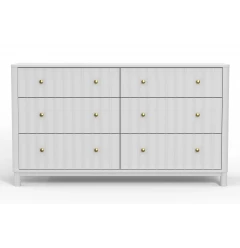61" White Solid Wood Six Drawer Double Dresser