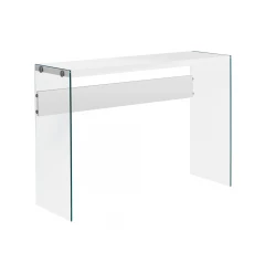 44" White and Clear Solid Console Table