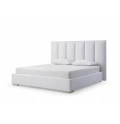 Queen White Upholstered Channel Tufted Velvet Bed Frame