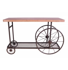 49" Brown Solid Wood And Iron Coffee Table With Shelf