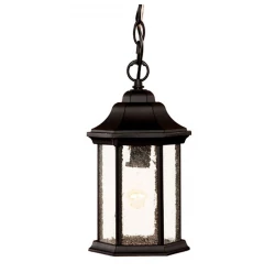 Antique Black Textured Glass Lantern Hanging Light