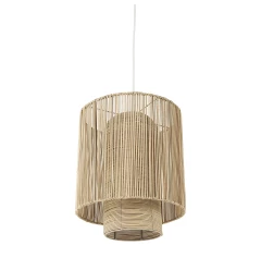 Natural Cane Cylindrical Hanging Pendant Light