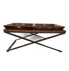 27" Brown And Black Solid Wood Coffee Table